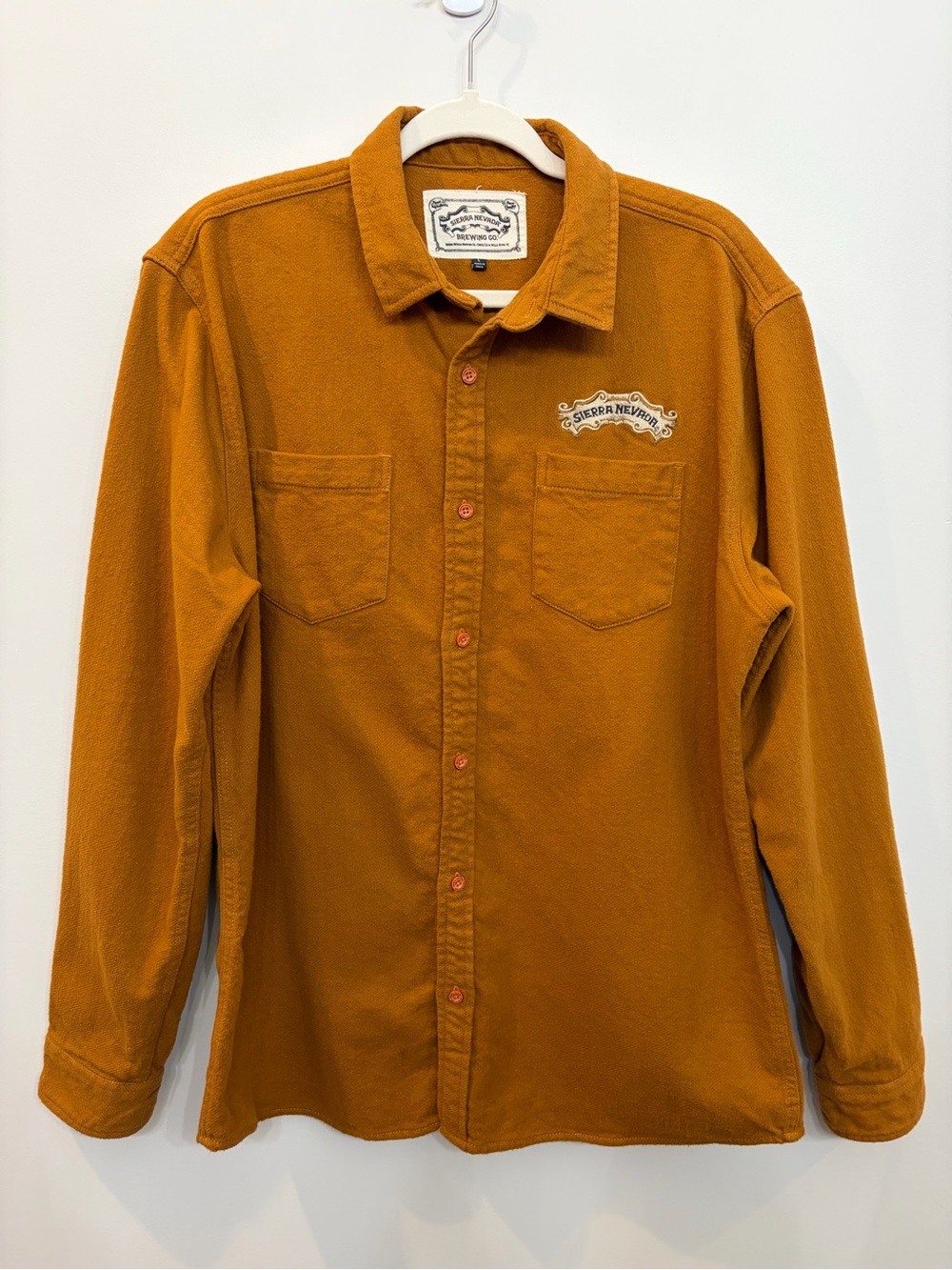 Sierra Nevada Brewing Co. Flannel Button Up Shirt Brown Cotton Pockets Size L